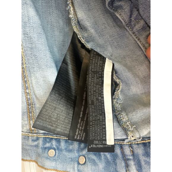 Zara men Graffiti  Graphic Light Bleach Wash Denim Jacket 90's Y2K Style - Picture 8 of 9